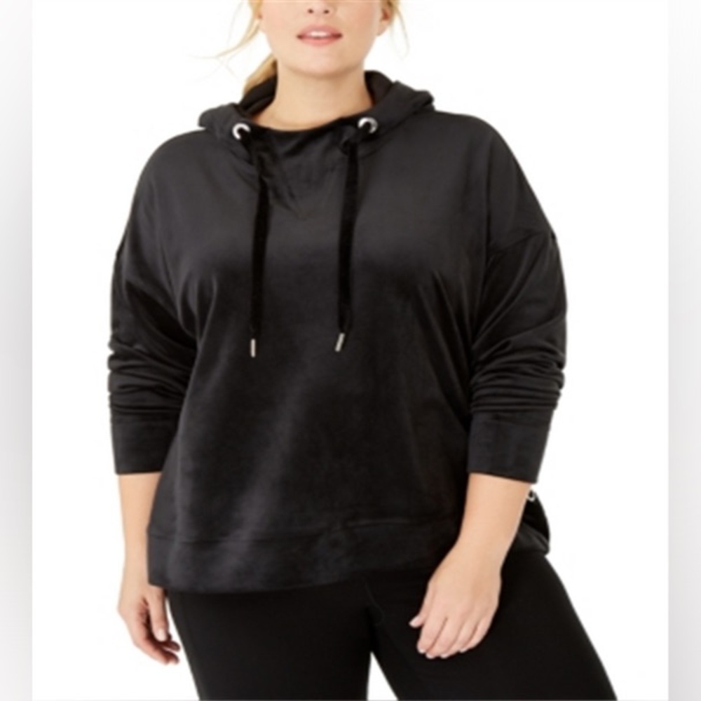 Calvin Klein Black Velour Pullover Hoodie, women’s large, performance